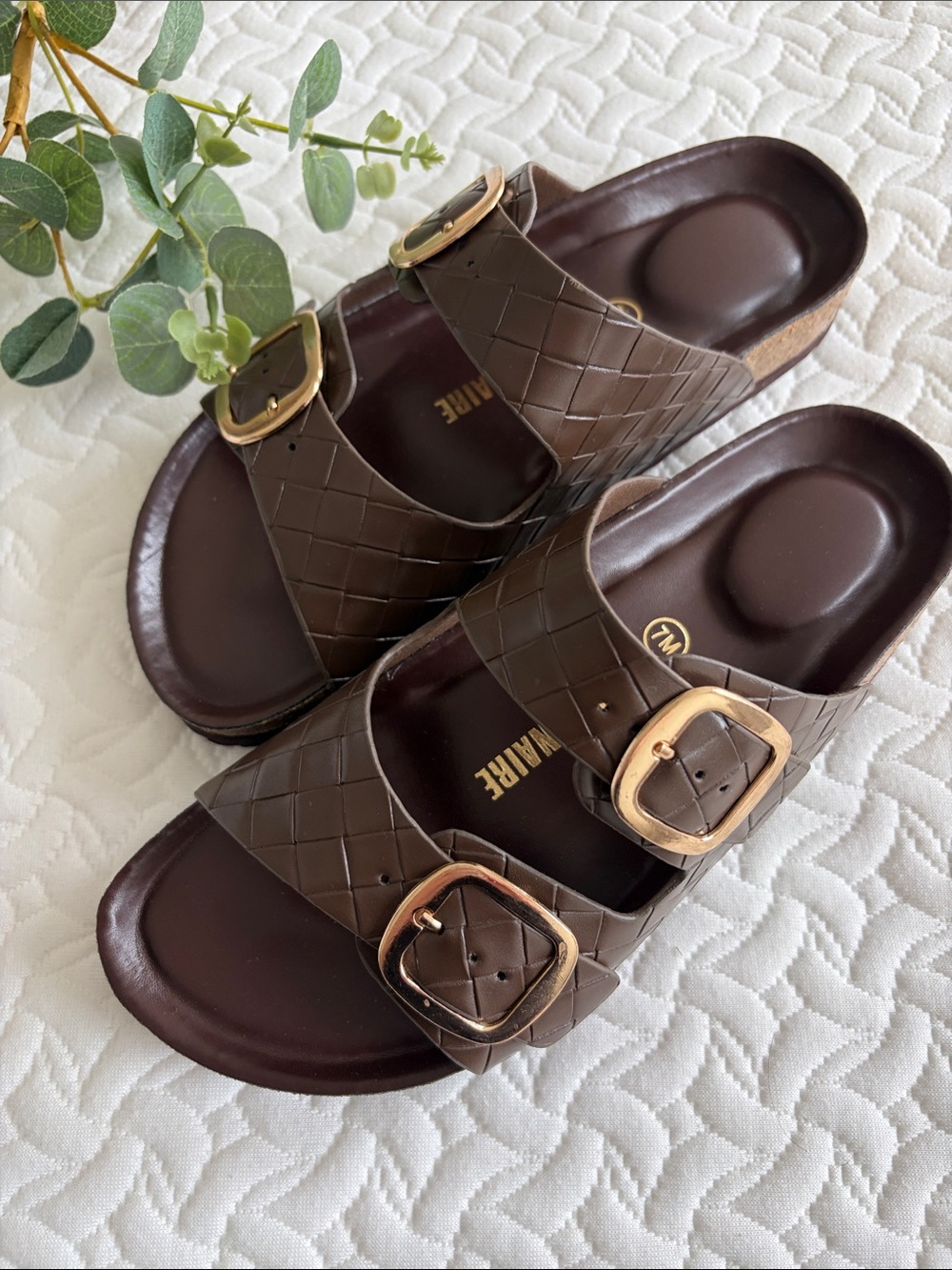 Cushionaire Woven Double-Buckle Slide Sandals